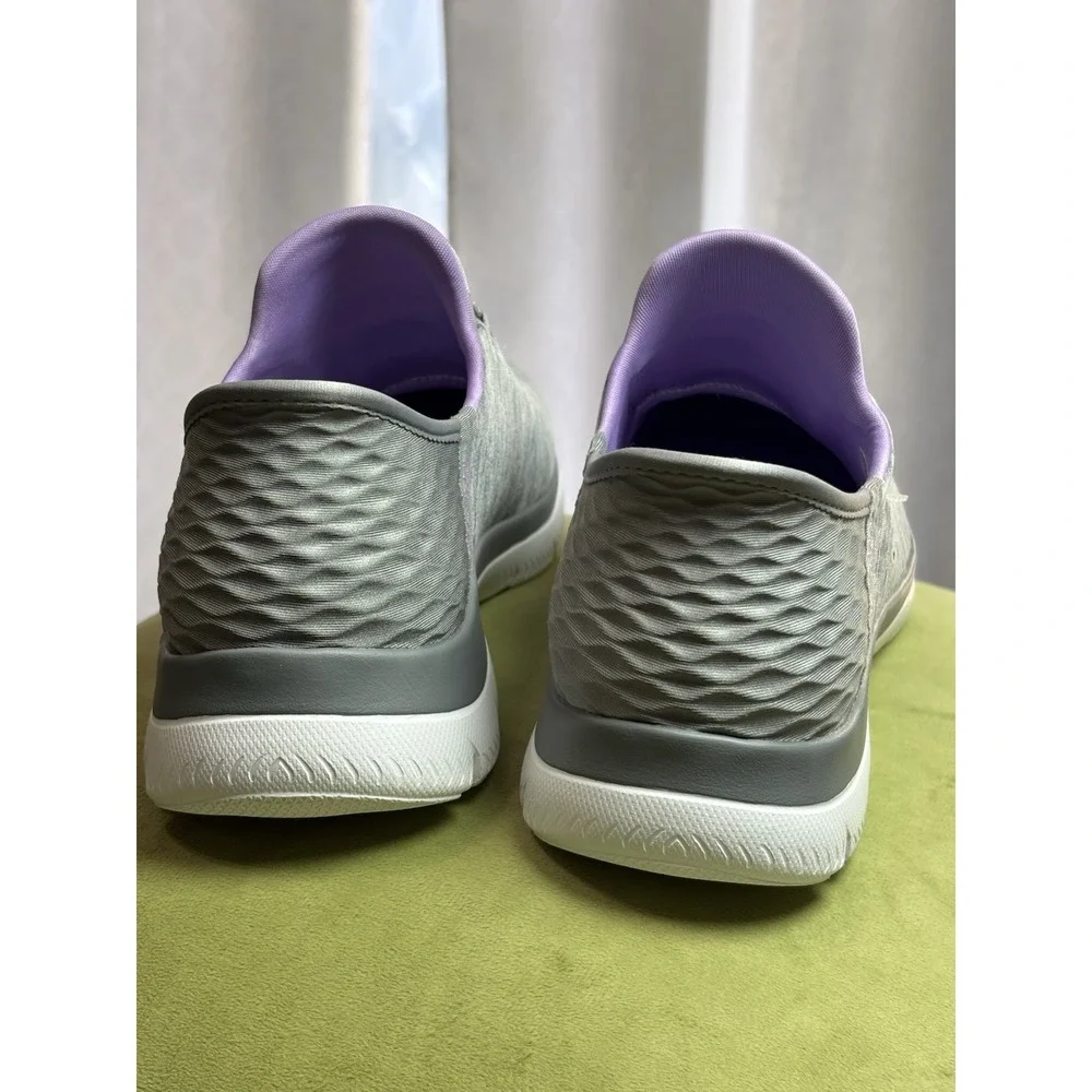SKECHERS Slip-ins Women's Heathered Gray/Purple Memory Foam Walking Sneaker